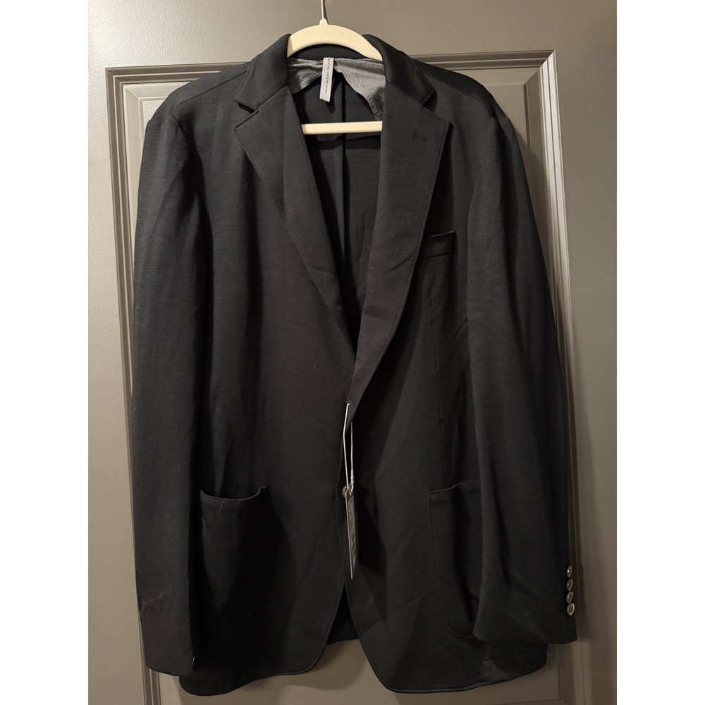 NWT Samuelsohn 120's Wool Basic Knit Jacket Blazer Size 42 Reg Black Business